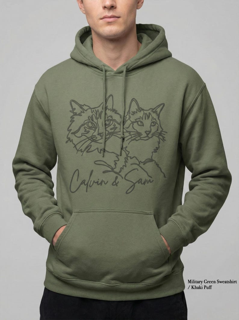 Custom Line Art Pet Portrait Crewneck, Puff Vinyl Design from Photo, Christmas Gift for Pet Parents, Hoodie Gift for Dog & Cat Owners image 9