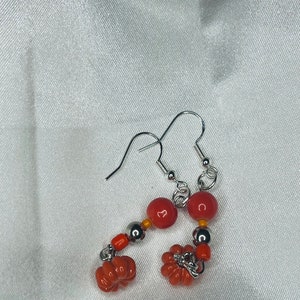 Pumpkin earrings silver and orange