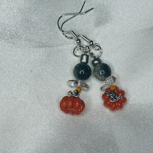 Pumpkin earrings silver and orange