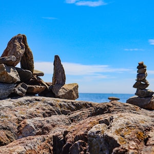 Digital Photo of Cairn rocks on coast of New England