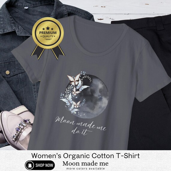 Organic Cotton Women's T-Shirt - Butterfly Moon Graphic Tee