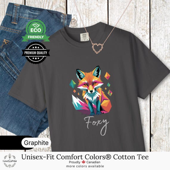 Unisex-Fit Comfort Colors® Cotton T-Shirt | Foxy Geometric Animal Art Funny Graphic Tee