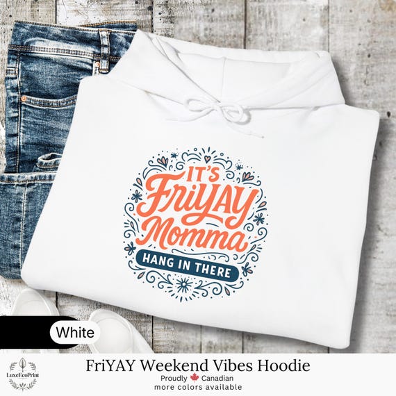FriYAY Weekend Vibes Hoodie | Classic Unisex-Fit Pullover with Kangaroo Pocket, Warm and Cozy Sweatshirt