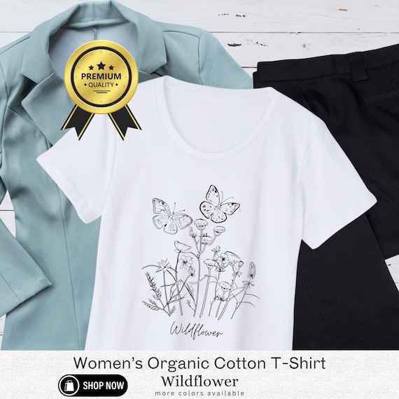 Wildflower Organic Cotton Women's Shirt - Lightweight Semi-Fitted Tee