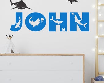 Shark Name Wall Decal: Custom Ocean Nursery Decor