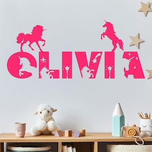 Unicorn Name Wall Decal, Unicorn Room Decoration, Room décor for girl bedroom, Unicorn Letters, Personalized Name Decal, Girls Bedroom