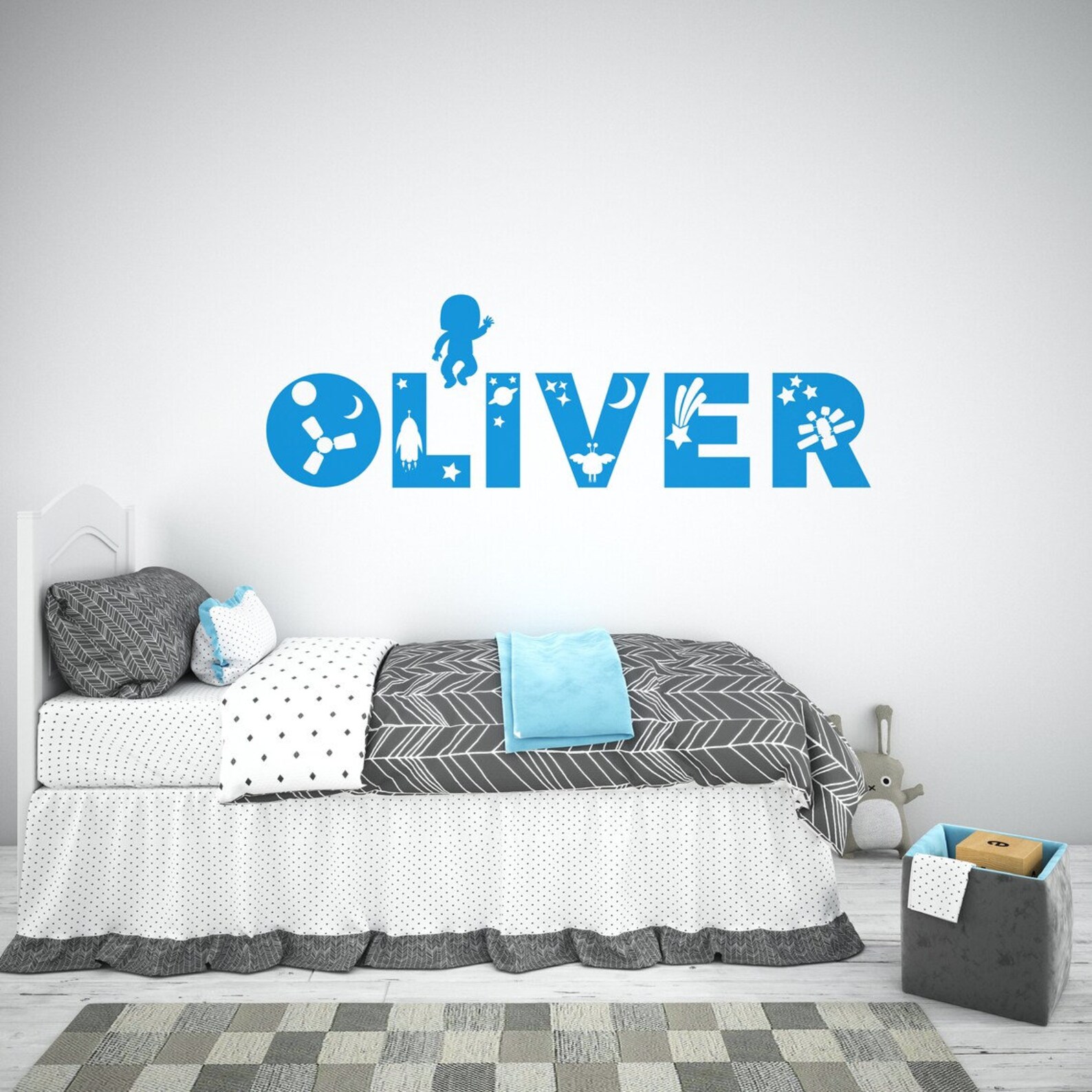 Custom Space Vinyl Wall Name Decal, Space Decor for Boys Room ...