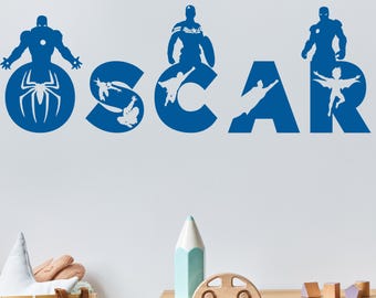 Superhero Custom Name Wall Decal: Boys Nursery Decor