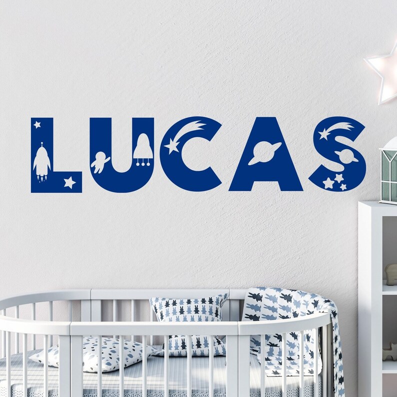 Custom Space Vinyl Wall Name Decal, Space Decor for Boys Room ...