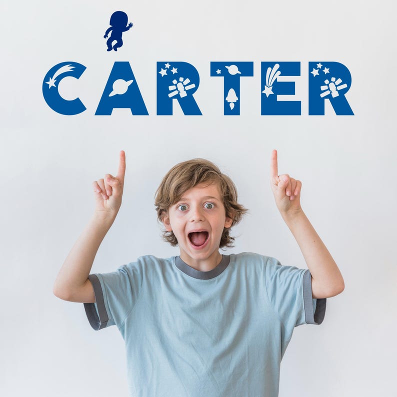 Custom Space Vinyl Wall Name Decal, Space Decor for Boys Room ...