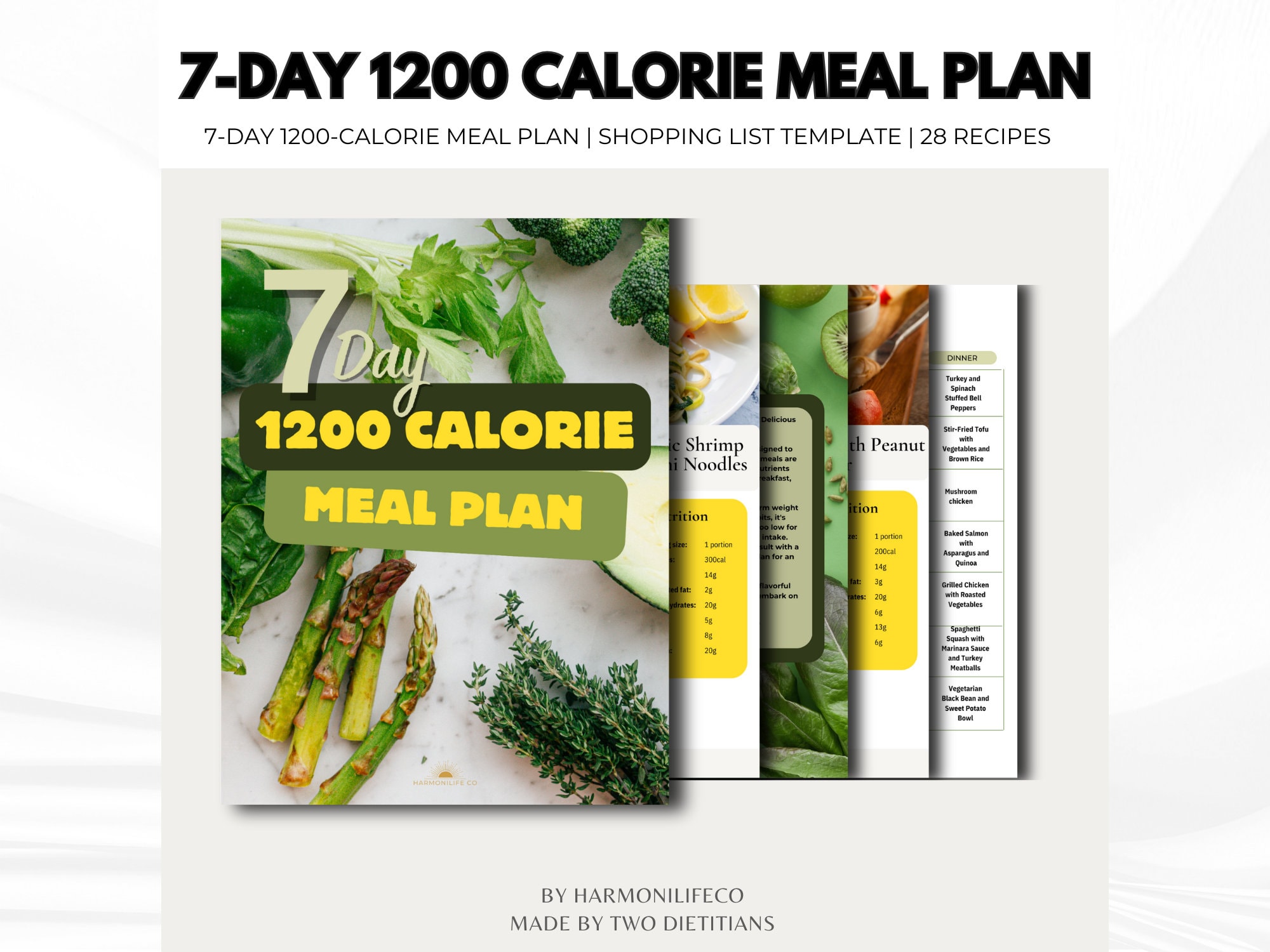 1200calorie Meal Plan, 7day Plan With Shopping List and Delicious