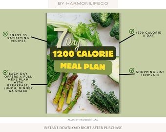 1200-Calorie Meal Plan, 7-Day Plan with Shopping List and Delicious Recipes, Weight Management