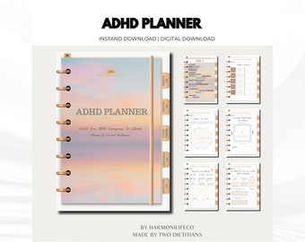 ADHD Planner Adult, Printable ADHD Productivity Journal, Digital Adhd Life Planner, ADHD Journal, Ultimate Adhd Organizer Binder Pdf A4