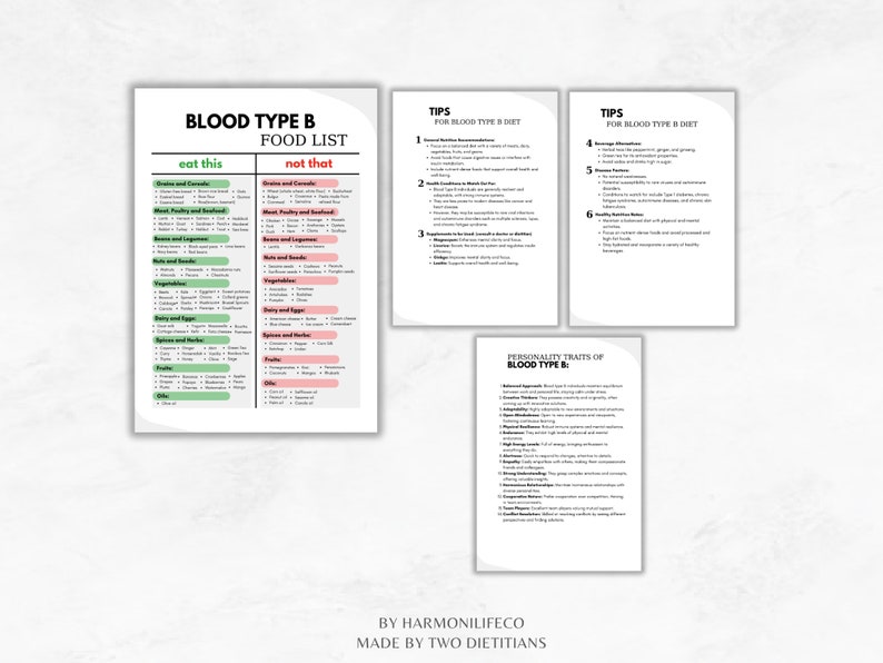 Blood Type B Diet Food List Blood Group B Food Chart Grocery List Type ...