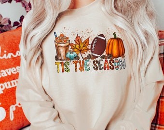 Tis The Season Shirt, Fall Pumpkin Shirt, Football Shirts For Women, Women Fall Tees, Autumn Shirt, Fall Season Shirts, Cute Pumpkin Shirt