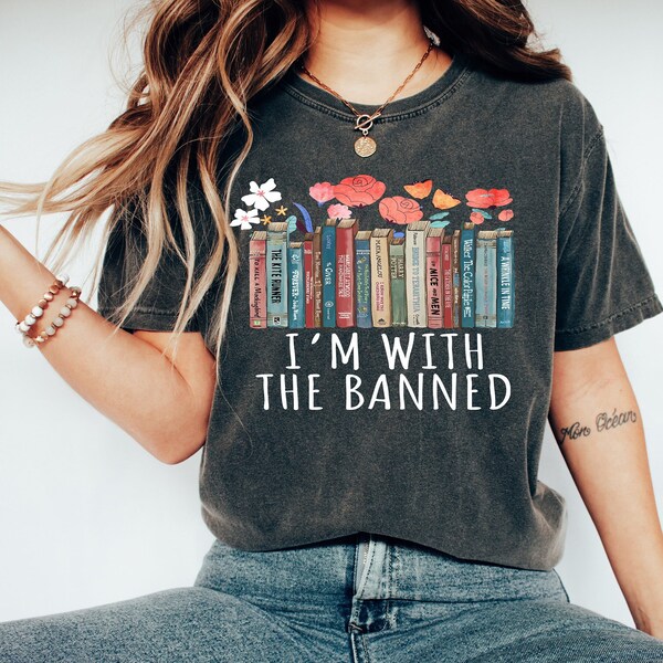Camisa de libros prohibidos, estoy con la camiseta gráfica de libros prohibidos, prohibidos, camisa de lectura, camisa de bibliotecario, camisa de libros, leer libros prohibidos