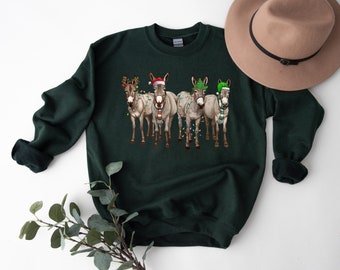 Christmas Donkey Sweatshirt, Farm Christmas Donkey Sweater, Christmas Lights Shirt, Donkey Lover Gift,Christmas Season Shirt,Christmas Gifts