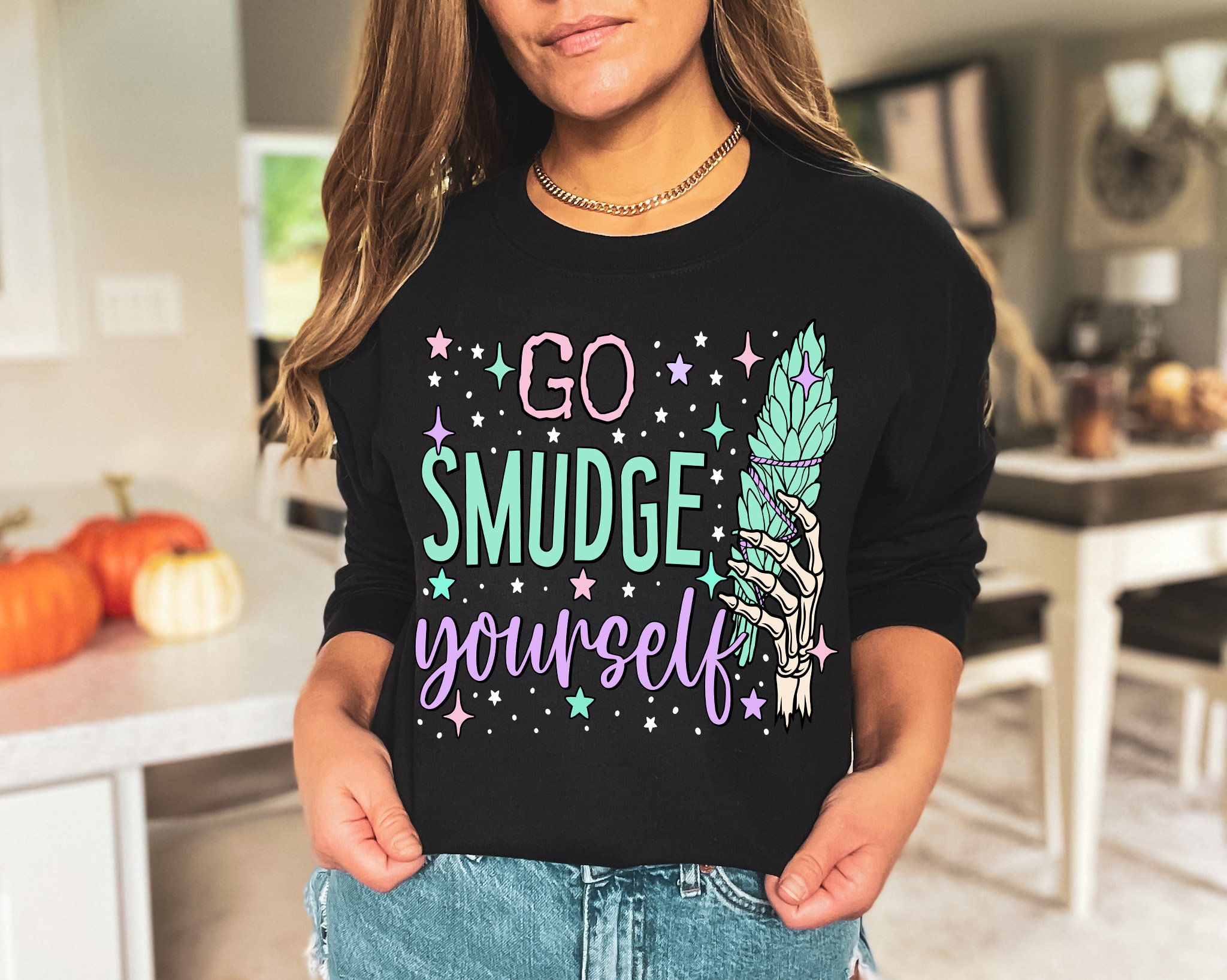 Funny Boho Hippie Shirts Go Smudge Yourself Sage Meditation Crystal Lover Good Vibes Only Unisex T-Shirt Wicca, Mens Womens Unisex Shirt