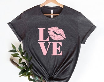 Leopard Lips, Lipstick, Gift for Her, Valentines Day Shirt, Lips Shirt,Lips Kiss Shirt | Red Lips Kiss, Kisses Shirt, Girls Top,