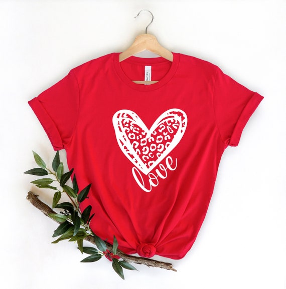 Leopard Love Heart Print T-Shirt For Women - Soft Cotton Blend, Casual Graphic Tee - View #10