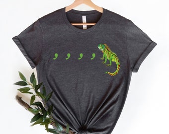 Iguana comma shirt ,Comma Comma Chameleon, Funny Grammar shirt, English Teacher Lizard Shirt,Chameleon Shirt,