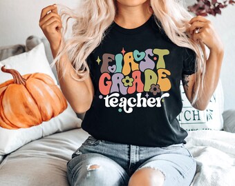 Retro First Grade Teacher Shirt, 1st Grade Teacher Shirt for First Day Of School, Kindergarten Teacher Tshirt, Preschool Teacher T-Shirt