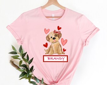 Puppy Love Shirt, Personalized Valentine Girl Shirts, Kids Valentines Shirt, Kids Valentine Outfit,Girl Valentine Shirt, Girl Gift Shirt,