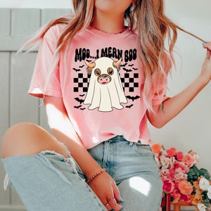 Halloween Highland Cow Shirt, Moo I Mean Boo Sweatshirt,Spooky Vibes T-shirt Happy Halloween Shirt, Halloween Gifts, Spooky Cow Shirt, image 2