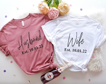 Wife Tee, Honeymoon Tees, Husband and Wife Tees, Husband Tee,wifey hubby shirts, Husband and Wife Shirts, Just Married Shirts,