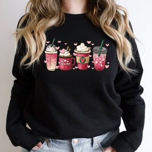 Valentine Coffee Heart Sweatshirt, Funny Valentine Gift for Her, Womens Cute Valentine Shirt, Women Valentine Sweater, Cozy Love Sweatshirt,