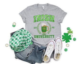 Irish University Shirt, St Patrick's Day Shirt For Women, Lucky Shirt, St Patty's Day Gift, Shamrock T-Shirt