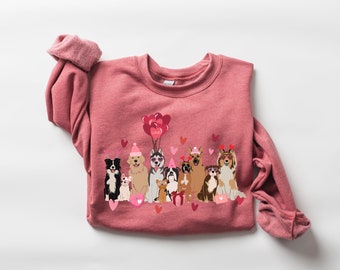 Valentine Dogs Sweatshirt, Cute Valentine Crewneck, Valentines Day Dogs, Valentine Gift, Dog Lover Gift, Gift for Vet, Cute Puppy Shirt