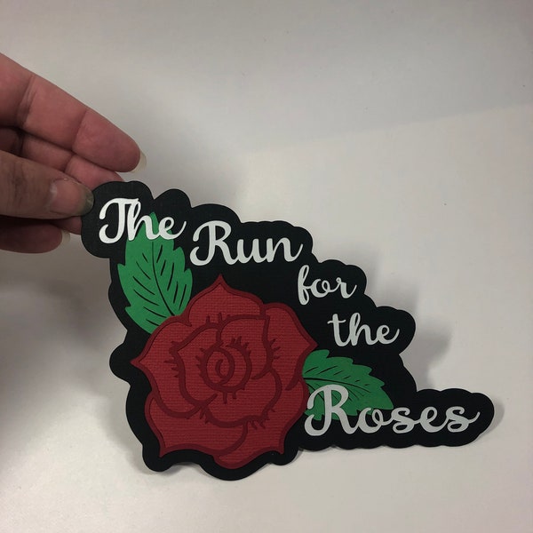 The Run For The Roses, Horse Scrapbook Title, Premade Paper Piecing for Scrapbook Layouts, Horse Race Paper piercing, Kentucky Title Piece