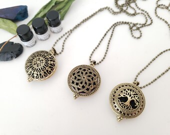 Bronze Aromatherapy Necklace Clarity, Serenity, Harmony or Freedom - concentration, stress, emotional balance, dependence