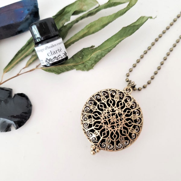 Collier bronze d'Aromathérapie Harmonie - contre le stress, le burn-out, l’anxiété - fleur sacrée - aromathérapie synergie par BonaFama