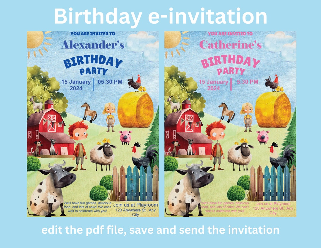 Editable Birthday Invitation Birthday Virtual Invitation Etsy