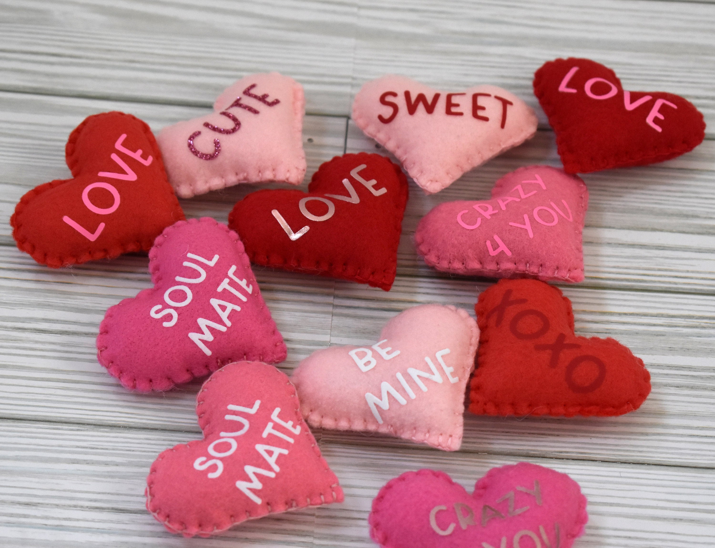 Valentine's Day / Felt Conversation Hearts Ornaments/ Home Decor. Etsy