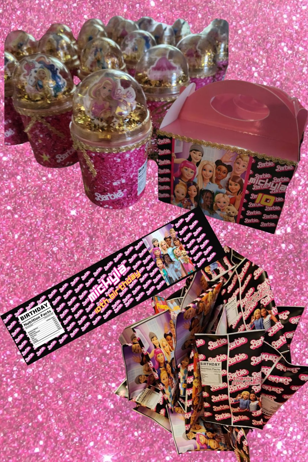 Barbie Birthday Party Label Designs Editable - Etsy