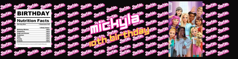 Barbie Birthday Party Label Designs Editable - Etsy