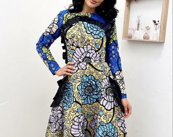 African Kitenge Dress: Fit and Flare, Kenyan Ethnic Print - Etsy