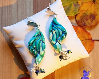 Boucles d'oreilles fée ailes fantaisie - Boucles d'oreilles faites main en pâte polymère - Bijoux inspirés de la fantaisie