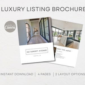 Brochure di proprietà di lusso, Brochure di elenchi immobiliari, Marketing per agenti immobiliari Open House, Presentazione mobile, Guida digitale, Modello Canva