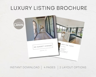 Luxury Property Brochure, Real Estate Listing Brochure, Open House Realtor Marketing, Mobile Presentation, Digital Guide, Canva Template