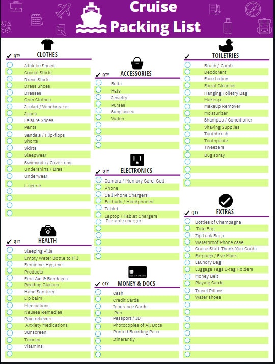 Cruise packing list printable Etsy Cruise packing list printable Etsy