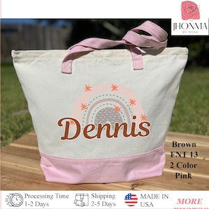 Embroidered Canvas Tote - Sprinkled With Pink