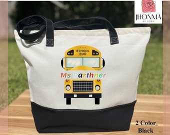 Personalized School Bus Driver Gift, Colorful School Bus Driver Bag, Custom Bus Driver Gift,  Bus Driver Gift Bag With Zipper, Driver Makeup