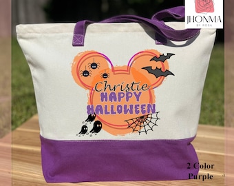 Halloween Mickey Canvas Bag, Halloween Mickey Personalized,Halloween Gift For Disney Lover, Colorful Custom Wholesale Halloween Party Mockup