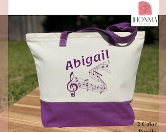 Personalized Music Gift, Name Music Class Bag, Music Teacher Gift Bag, Custom Musician Bag, Music School Gift, Musician Canvas Tote Bag
