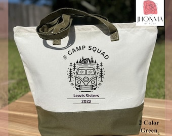 Personalized Camp Squad Bag, Camping Bachelorette Party, Customizable Camp Cabin Weekend, Camping Totes, Family Camp Team, Campfire Cut Bag