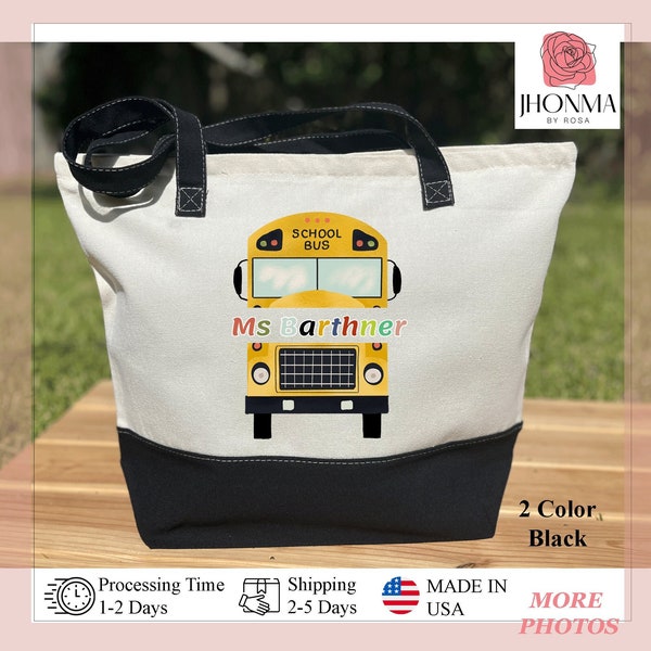 Personalized School Bus Driver Gift, Colorful School Bus Driver Bag, Custom Bus Driver Gift,  Bus Driver Gift Bag With Zipper, Driver Makeup